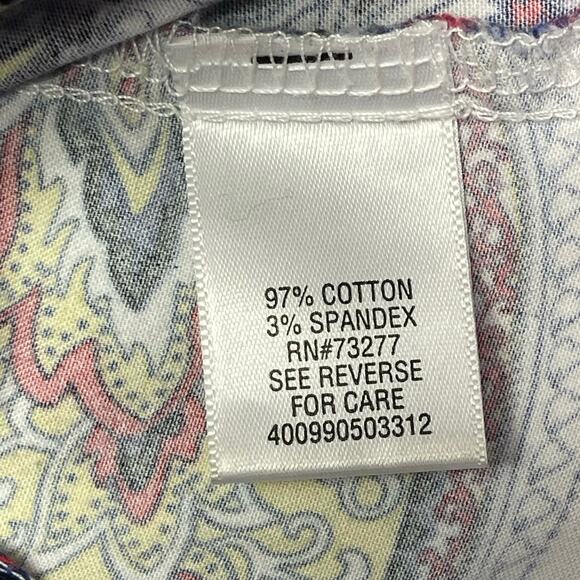 Dana Buchman 3/4 sleeve button up shirt paisley colorful collared women’s size M - Picture 4 of 5